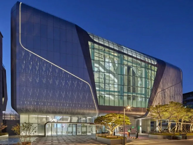 the new headquarters building of Seoul's popular music adopts dynamic linear design